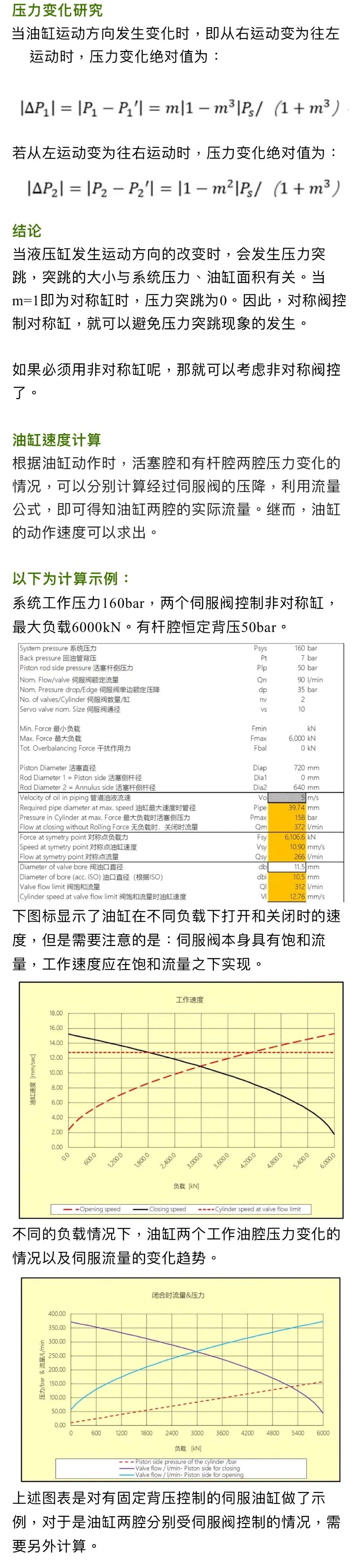 阀控缸系统，油缸两腔压力和速度如何随着负载变化的